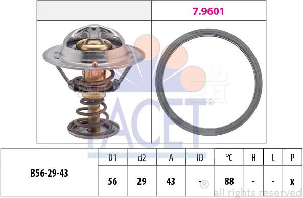 FACET 7.8553 - Термостат охлаждающей жидкости / корпус www.autospares.lv