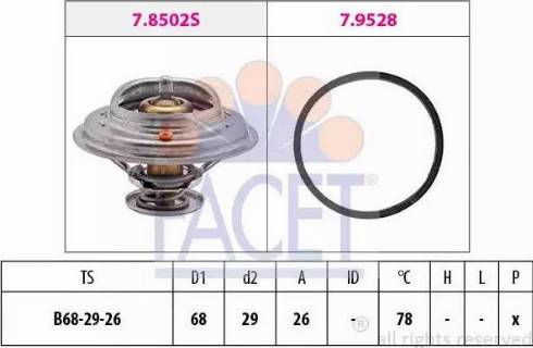 FACET 7.8502 - Termostats, Dzesēšanas šķidrums www.autospares.lv