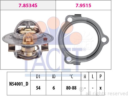 FACET 7.8534 - Термостат охлаждающей жидкости / корпус www.autospares.lv