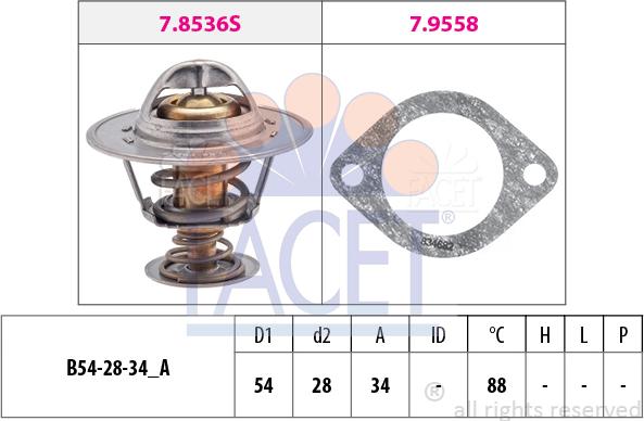 FACET 7.8536 - Termostats, Dzesēšanas šķidrums www.autospares.lv