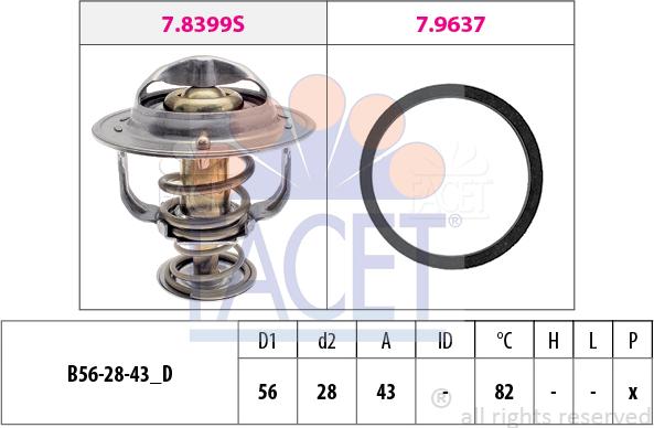 FACET 7.8522 - Термостат охлаждающей жидкости / корпус www.autospares.lv