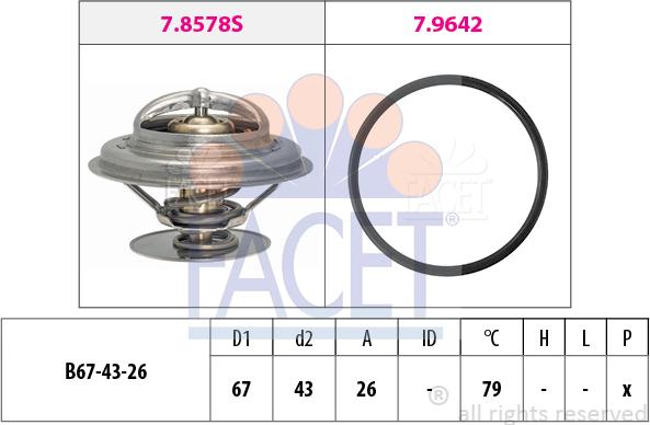 FACET 7.8578 - Термостат охлаждающей жидкости / корпус www.autospares.lv