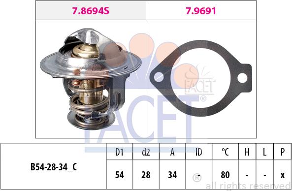 FACET 7.8694 - Termostats, Dzesēšanas šķidrums www.autospares.lv