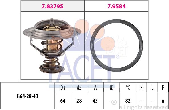 FACET 7.8649 - Termostats, Dzesēšanas šķidrums www.autospares.lv