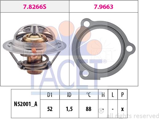 FACET 7.8647 - Термостат охлаждающей жидкости / корпус www.autospares.lv