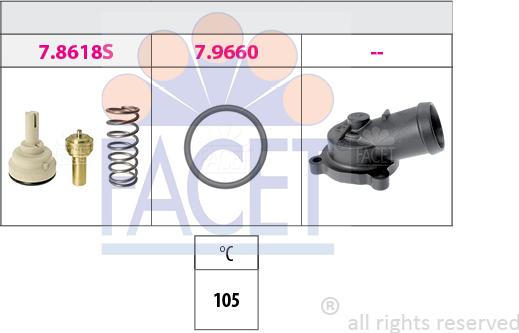 FACET 7.8619K - Termostats, Dzesēšanas šķidrums www.autospares.lv