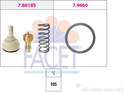 FACET 7.8618 - Termostats, Dzesēšanas šķidrums www.autospares.lv