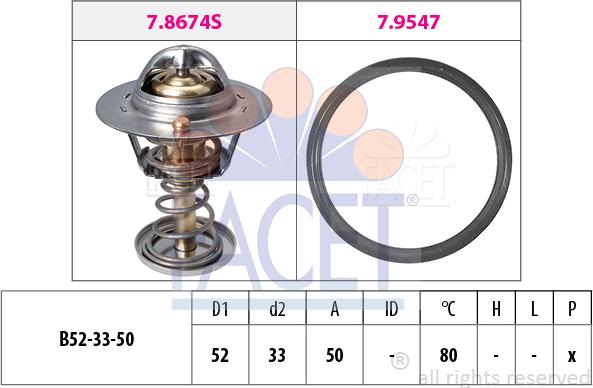 FACET 7.8674 - Термостат охлаждающей жидкости / корпус www.autospares.lv