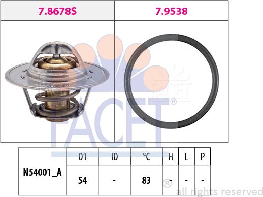 FACET 7.8678 - Coolant thermostat / housing www.autospares.lv