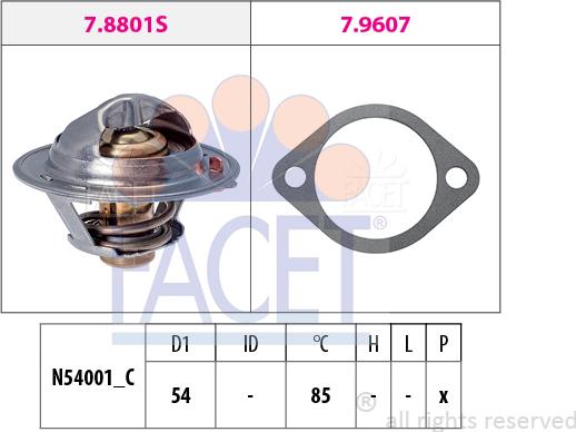 FACET 7.8801 - Termostats, Dzesēšanas šķidrums www.autospares.lv