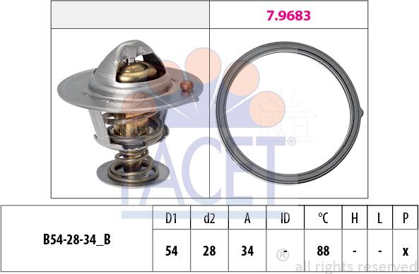 FACET 7.8834 - Termostats, Dzesēšanas šķidrums www.autospares.lv