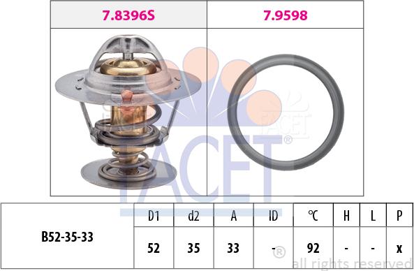 FACET 7.8396 - Termostats, Dzesēšanas šķidrums autospares.lv