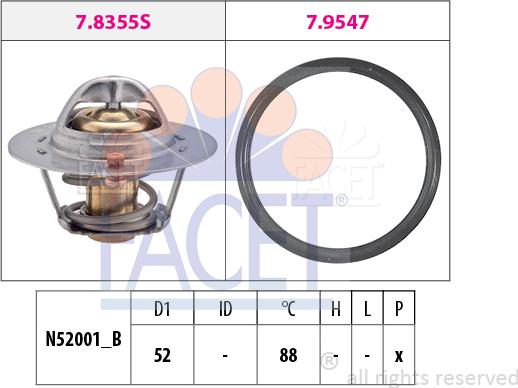 FACET 7.8355 - Термостат охлаждающей жидкости / корпус www.autospares.lv