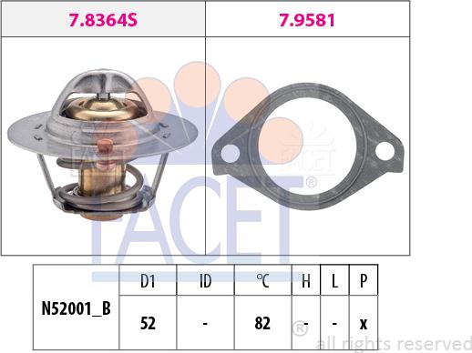 FACET 7.8364 - Termostats, Dzesēšanas šķidrums www.autospares.lv