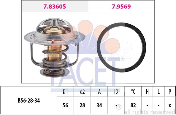 FACET 7.8360 - Coolant thermostat / housing www.autospares.lv