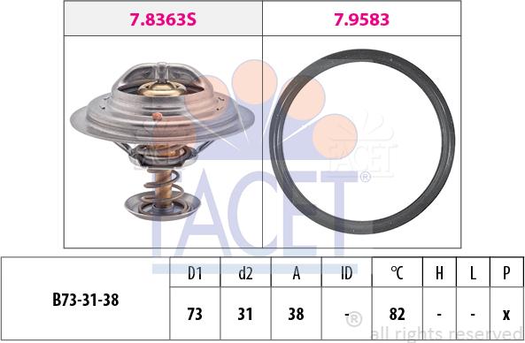 FACET 7.8363 - Термостат охлаждающей жидкости / корпус www.autospares.lv