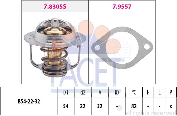 FACET 7.8305 - Coolant thermostat / housing www.autospares.lv