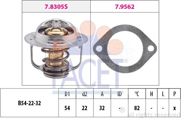 FACET 7.8306 - Coolant thermostat / housing www.autospares.lv