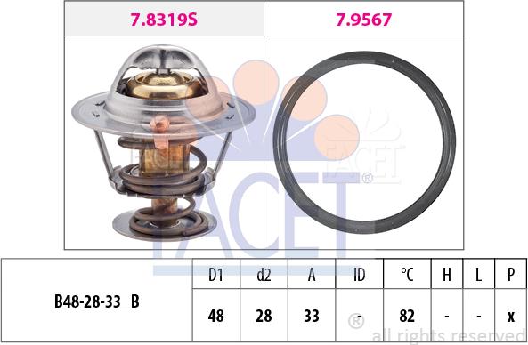 FACET 7.8319 - Coolant thermostat / housing www.autospares.lv