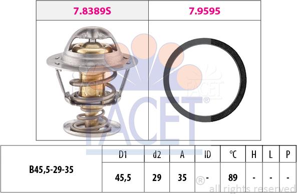 FACET 7.8389 - Termostats, Dzesēšanas šķidrums www.autospares.lv