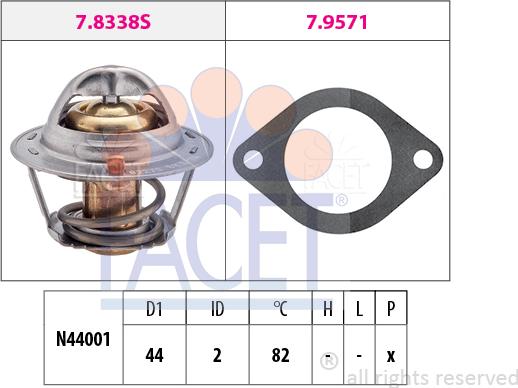 FACET 7.8338 - Термостат охлаждающей жидкости / корпус www.autospares.lv