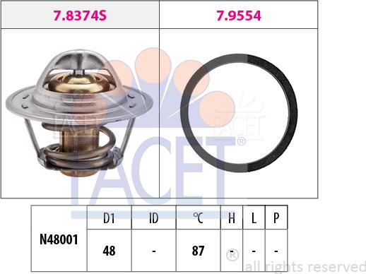 FACET 7.8374 - Термостат охлаждающей жидкости / корпус www.autospares.lv