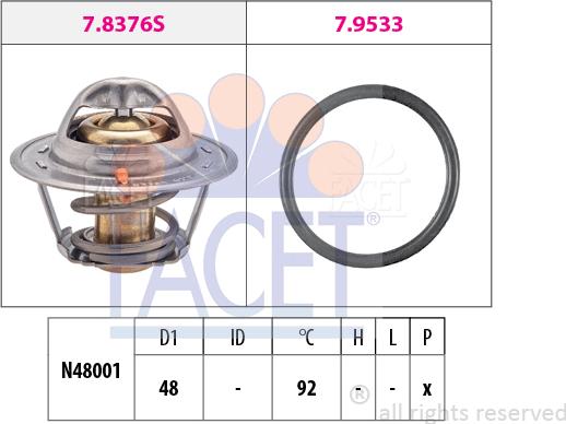 FACET 7.8376 - Termostats, Dzesēšanas šķidrums www.autospares.lv