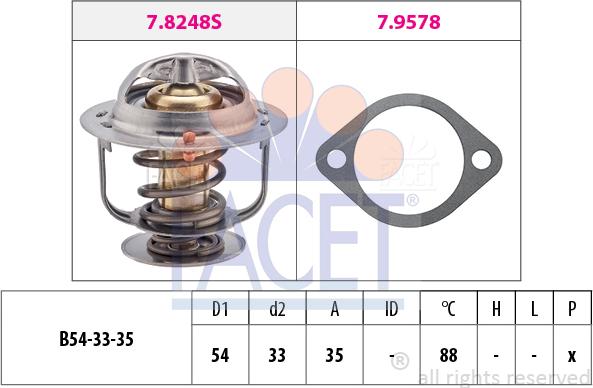 FACET 7.8248 - Termostats, Dzesēšanas šķidrums www.autospares.lv