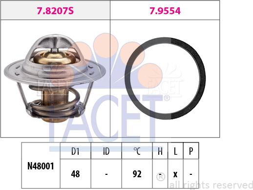 FACET 7.8207 - Coolant thermostat / housing www.autospares.lv