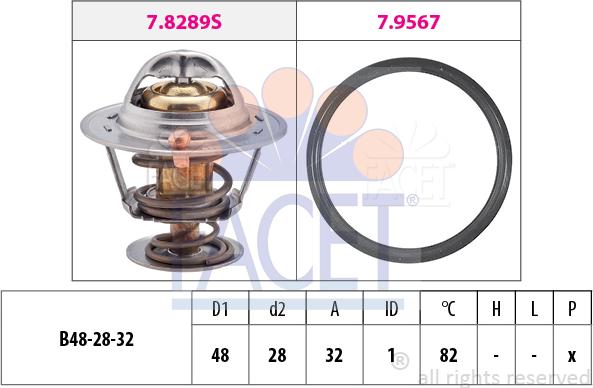 FACET 7.8289 - Coolant thermostat / housing www.autospares.lv