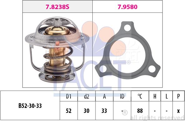 FACET 7.8238 - Термостат охлаждающей жидкости / корпус www.autospares.lv