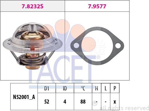 FACET 7.8237 - Termostats, Dzesēšanas šķidrums autospares.lv