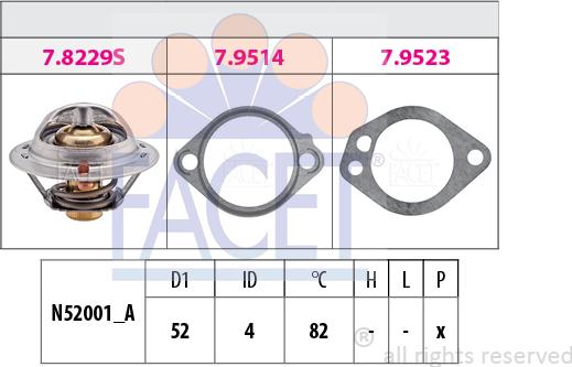 FACET 7.8229 - Termostats, Dzesēšanas šķidrums www.autospares.lv