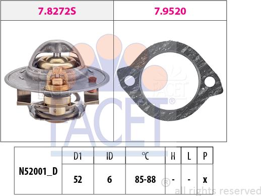 FACET 7.8272 - Termostats, Dzesēšanas šķidrums www.autospares.lv