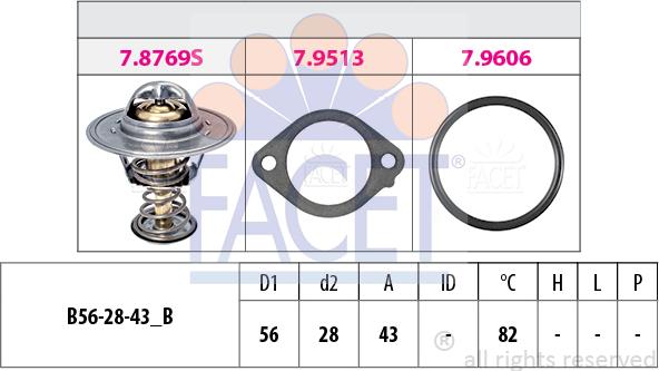 FACET 7.8769 - Termostats, Dzesēšanas šķidrums www.autospares.lv