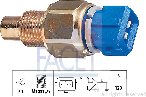 FACET 7.3558 - Devējs, Dzesēšanas šķidruma temperatūra www.autospares.lv