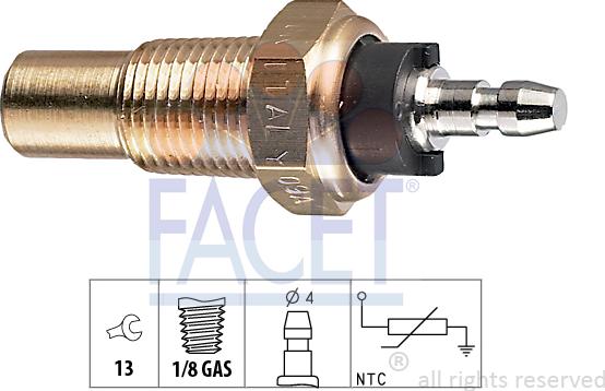 FACET 7.3052 - Датчик, температура охлаждающей жидкости www.autospares.lv