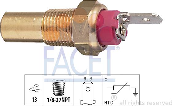 FACET 7.3069 - Devējs, Dzesēšanas šķidruma temperatūra www.autospares.lv