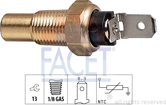 FACET 7.3080 - Датчик, температура охлаждающей жидкости www.autospares.lv