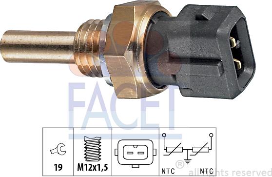 FACET 7.3192 - Датчик, температура охлаждающей жидкости www.autospares.lv