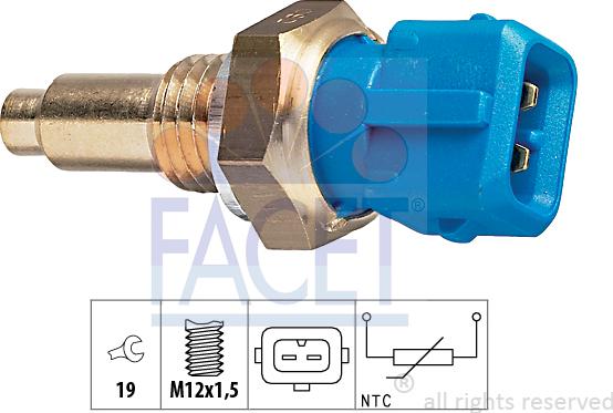 FACET 7.3143 - Датчик, температура охлаждающей жидкости www.autospares.lv