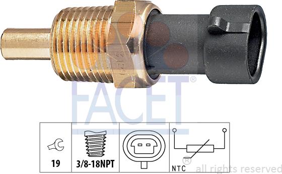 FACET 7.3129 - Датчик, температура масла www.autospares.lv