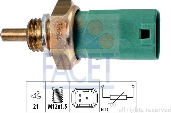 FACET 7.3354 - Devējs, Dzesēšanas šķidruma temperatūra www.autospares.lv