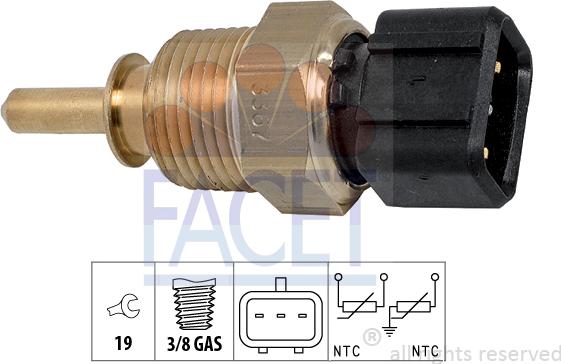 FACET 7.3367 - Датчик, температура охлаждающей жидкости www.autospares.lv