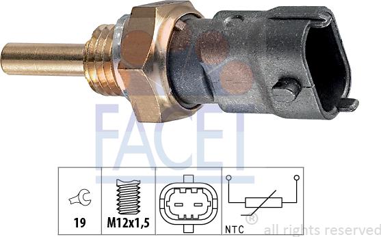 FACET 7.3264 - Датчик, температура охлаждающей жидкости www.autospares.lv