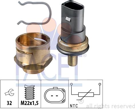 FACET 7.3278K - Датчик, температура охлаждающей жидкости www.autospares.lv