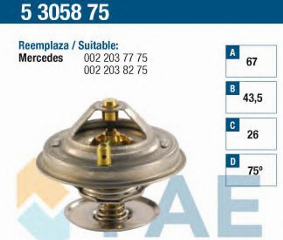 FAE 5305875 - Termostats, Dzesēšanas šķidrums www.autospares.lv