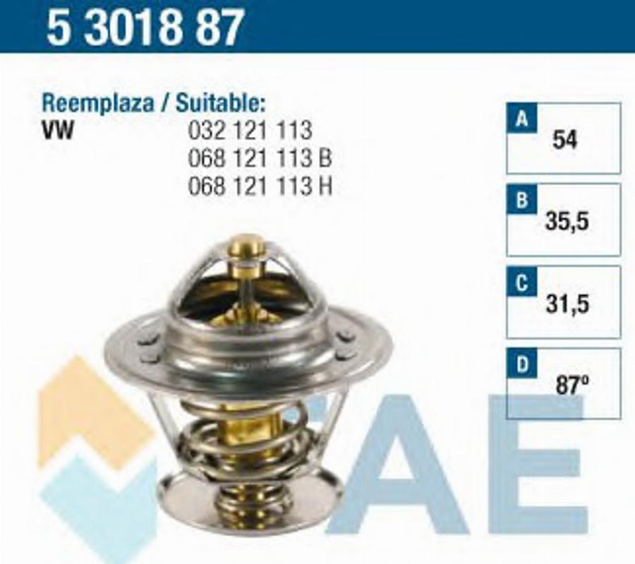 FAE 5301887 - Termostats, Dzesēšanas šķidrums www.autospares.lv