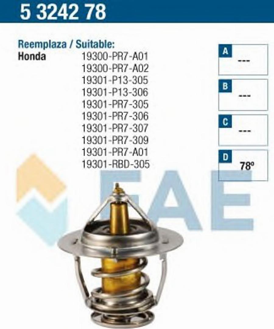 FAE 5324278 - Termostats, Dzesēšanas šķidrums www.autospares.lv