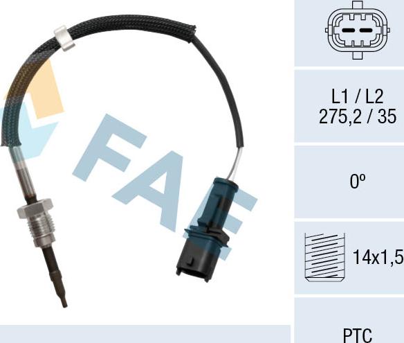 FAE 68047 - Датчик, температура выхлопных газов www.autospares.lv